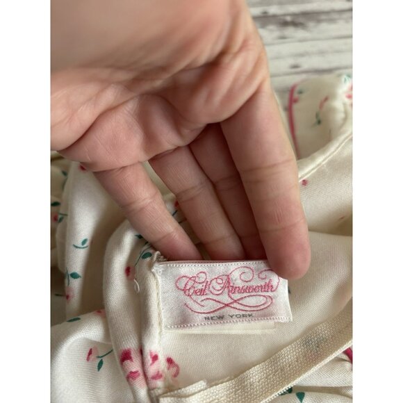 Vintage Girls Kids  1980s 90s Girls Roses Dress w/ Peter Pan Collar Ivory Pink 6 - Picture 9 of 11